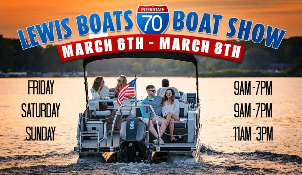 Lewis Boats I-70 In-House Boat Show 2026 promotional banner