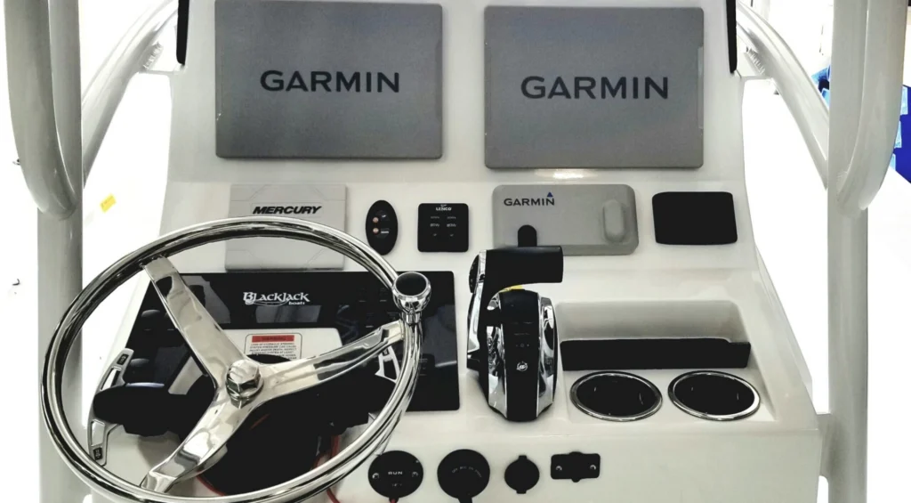 Garmin marine electronics installed on a boat